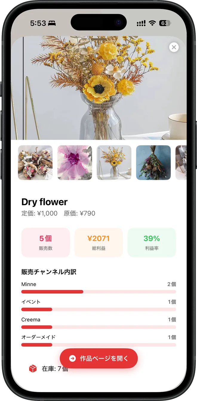 作品のサマリ画面